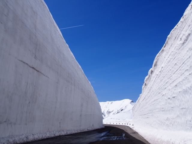 雪の壁の道